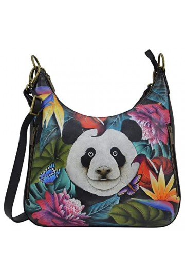 Anuschka Hobo slim convertible en cuir véritable peint à la main pour femme avec bandoulière – Entrée zippée sur le dessus, p