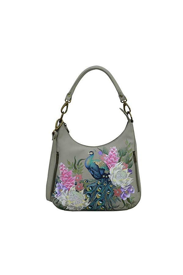 Anuschka Hobo slim convertible en cuir véritable peint à la main pour femme avec bandoulière – Entrée zippée sur le dessus, p