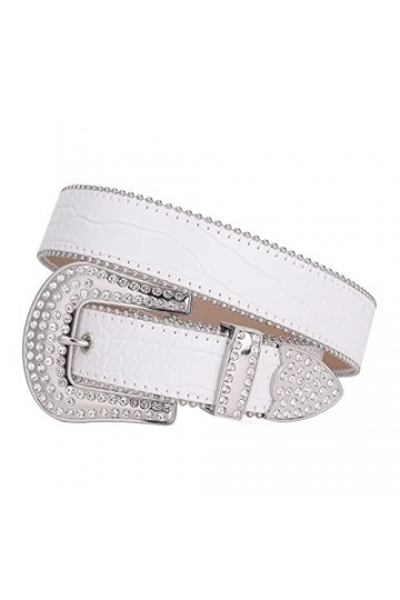 Wvapzxx Ceinture western strass clouté style gothique pour femme, blanc 1, 44 waist33-35inch 
