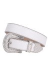 Wvapzxx Ceinture western strass clouté style gothique pour femme, blanc 1, 44 waist33-35inch 