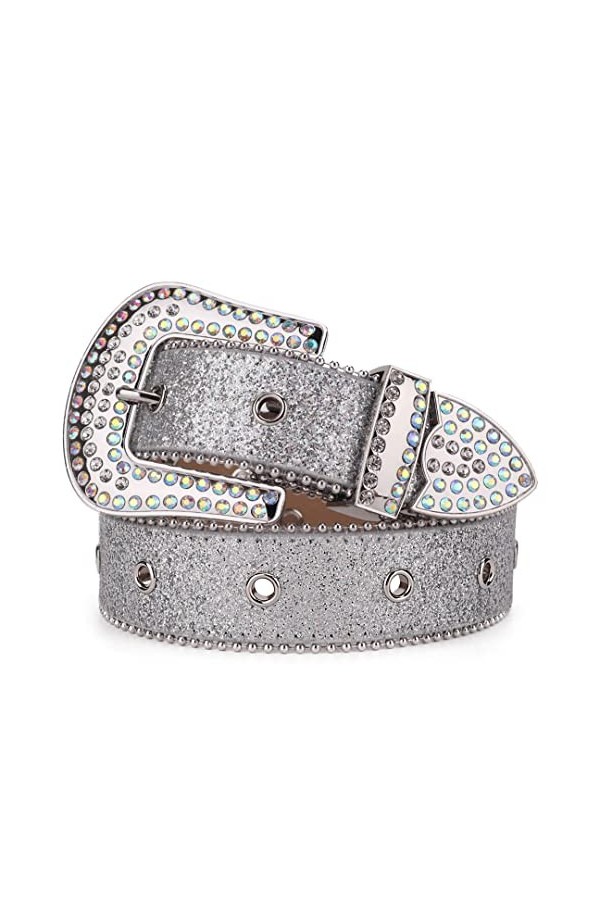 Wvapzxx Ceintures de luxe en diamant de ceinture de cowgirl cloutée de cristal occidental pour les femmes et les hommes, Ogra