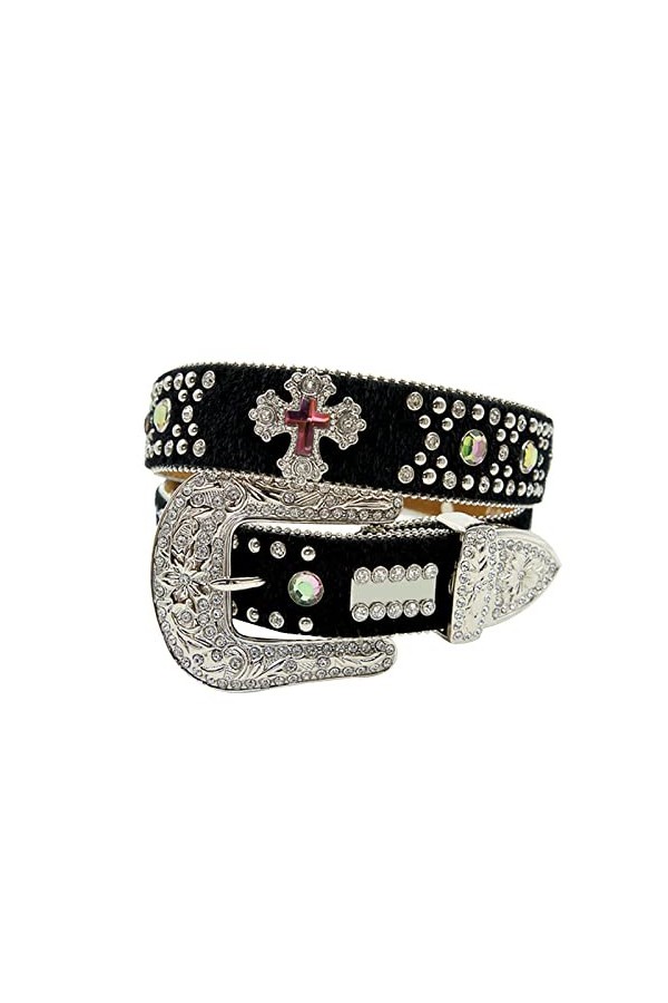 JIARY Ceinture à Rivets pour Dames, Ceinture à Boucle ardillon en Strass Ceinture de Mode décontractée pour léquitation, la 