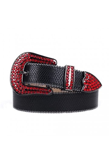 Wvapzxx Ceinture de luxe pour femme avec strass et strass - Style décontracté - Boucle en cristal, 2, 46 waist35-37inch 