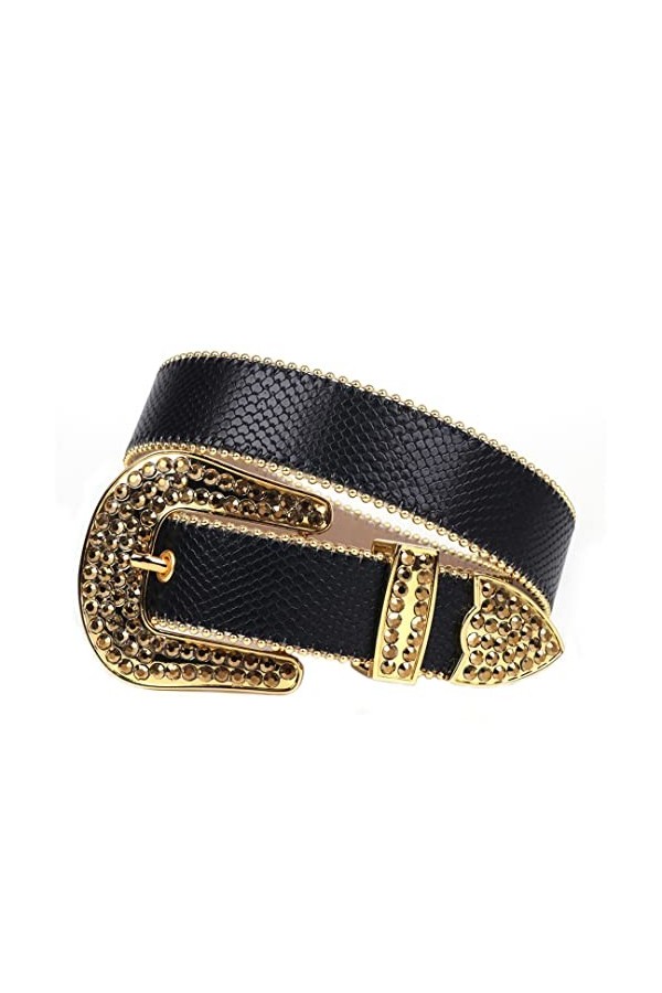 Wvapzxx Ceinture de luxe pour femme avec strass et strass - Style décontracté - Boucle en cristal, 2, 46 waist35-37inch 