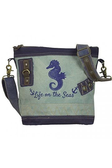 Sunsa , Sac bandoulière pour femme Bleu denim Petit