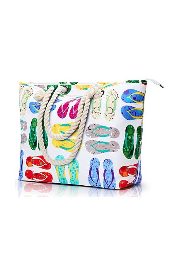 KALIDI Sac de plage extra large pour femme avec fermeture éclair étanche Sacs fourre-tout de plage avec poches Grand sac de s