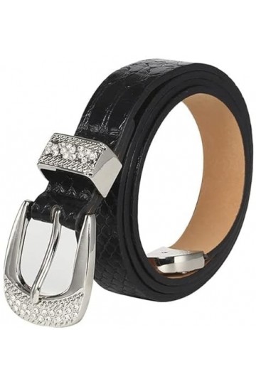 XNHAFW Ceinture pour femme avec incrustation de diamants - Style décontracté - 112 cm - Boucle ardillon élégante et chic - Po