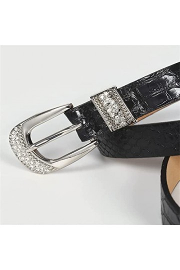 XNHAFW Ceinture pour femme avec incrustation de diamants - Style décontracté - 112 cm - Boucle ardillon élégante et chic - Po