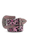 Mkjuuior Femmes Rose Léopard Crâne Diamant Perle Boucle Ardillon Ceintures Hommes Hip-Hop Punk Ceinture Ceinture Ceintures en