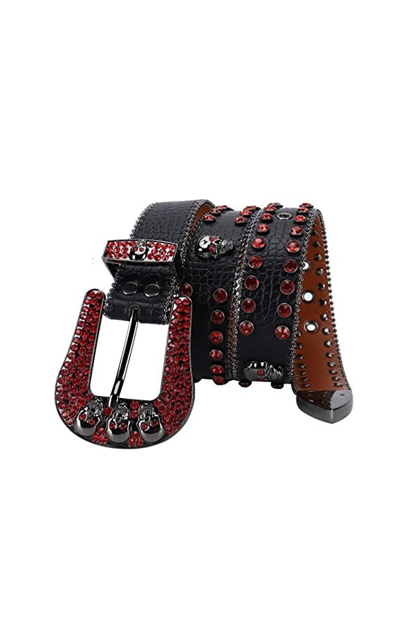 Mkjuuior Vintage Diamant Ceinture pour Hommes Sangle Cristal Clouté Diamant Bling Femmes Taille Ceintures pour Jean