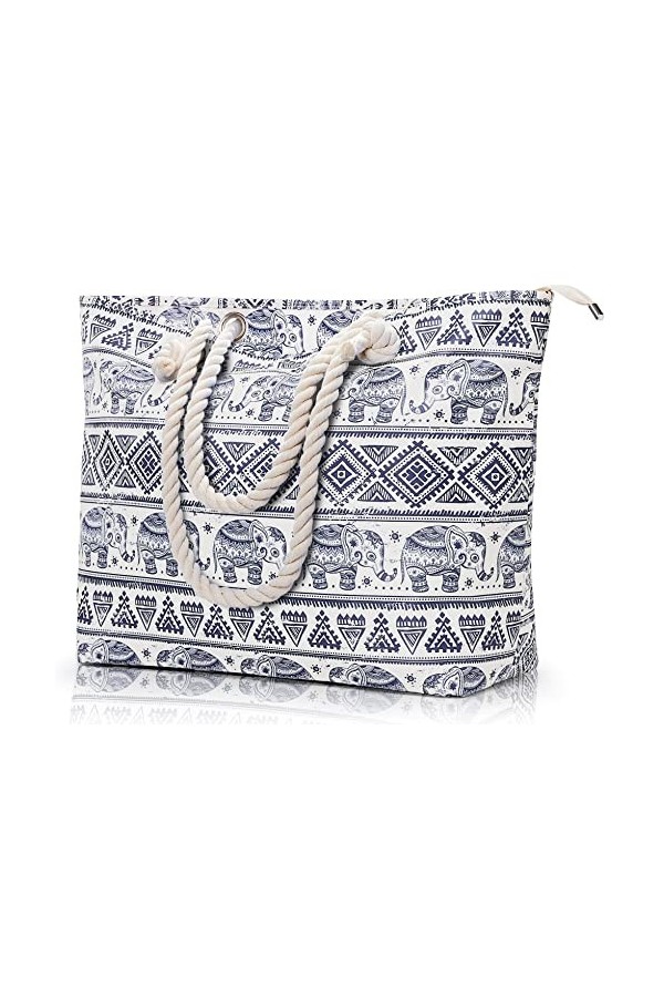 KALIDI Sac de plage extra large pour femme avec fermeture éclair étanche Sacs fourre-tout de plage avec poches Grand sac de s