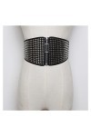 NOOFIE Ceintures Femmes Rivet Élastique Extra Large Ceinture Dames Ceinture Ceinture Corsets en Cuir Black Talla ?nica 