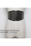 NOOFIE Ceintures Femmes Rivet Élastique Extra Large Ceinture Dames Ceinture Ceinture Corsets en Cuir Black Talla ?nica