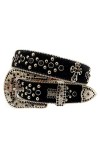 Mkjuuior Punk Rock Ceintures pour Femmes Lettre Diamant Bling Boucle PU Ceinture Décorative Vintage Hommes Jean Ceinture