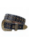 Mkjuuior Diamant Ceinture Femmes Western Cowboy Bling Ceinture avec Diamant Boucle Ardillon Hommes Ceinture pour Jeans