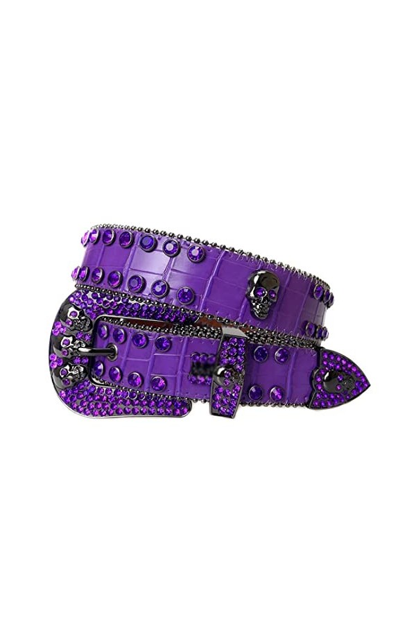 Mkjuuior Diamant Ceinture Femmes Western Cowboy Bling Ceinture avec Diamant Boucle Ardillon Hommes Ceinture pour Jeans