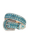 Ceinture de cowboy de luxe avec strass pour femme et homme, All Blue, 38-40W
