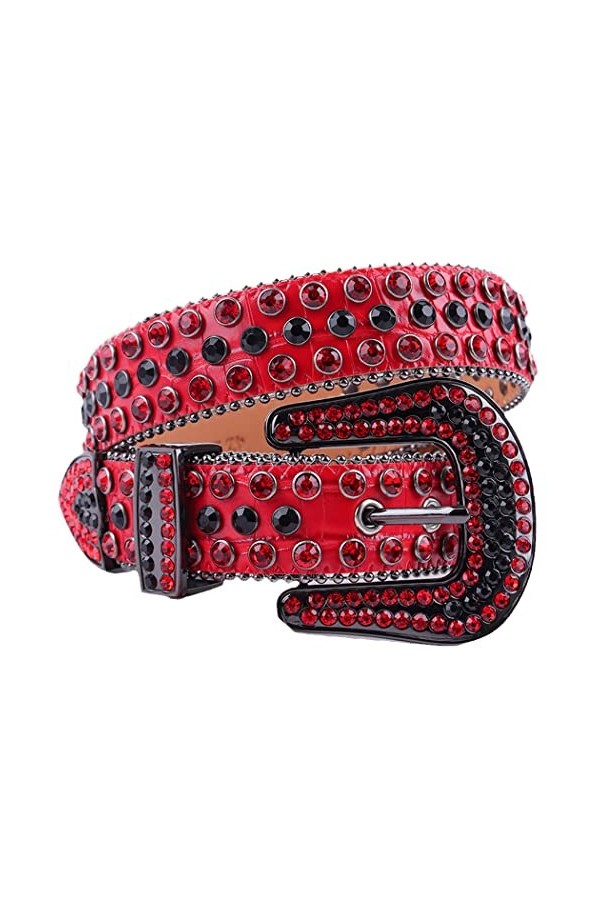 Ceinture de cowboy de luxe avec strass pour femme et homme, All Blue, 38-40W