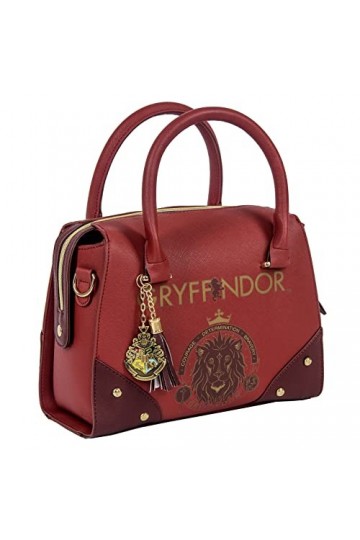 Harry Potter Sac à main à bandoulière en cuir PU pour femme Motif Gryffondor Rouge et doré, Rouge/doré, Taille unique