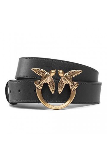 Pinko Love Berry Simply H3 Belt Vis Ceinture, Z99q_Noir-Antique Gold, S Femme