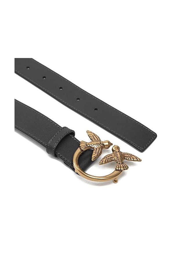 Pinko Love Berry Simply H3 Belt Vis Ceinture, Z99q_Noir-Antique Gold, S Femme