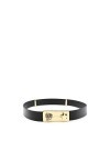 Chiara Ferragni Ceinture en cuir noir avec boucle Eyestar en métal or 72SB6F06, Noir , 90 cm