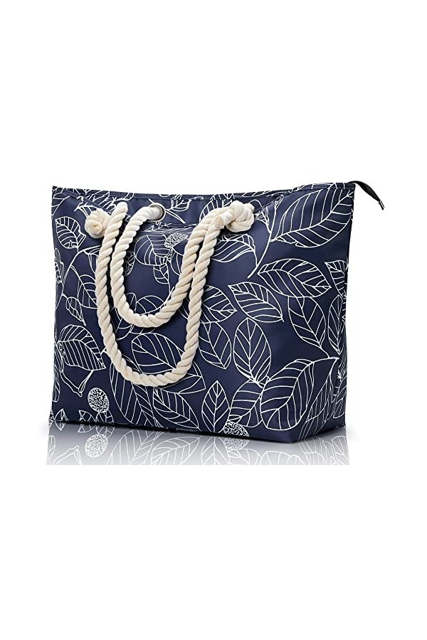 KALIDI Sac de plage extra large pour femme avec fermeture éclair étanche Sacs fourre-tout de plage avec poches Grand sac de s