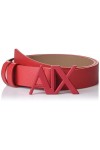 Armani Exchange 100% Cuir véritable, Boucle Logo Ceinture, Rouge, XXL Femme