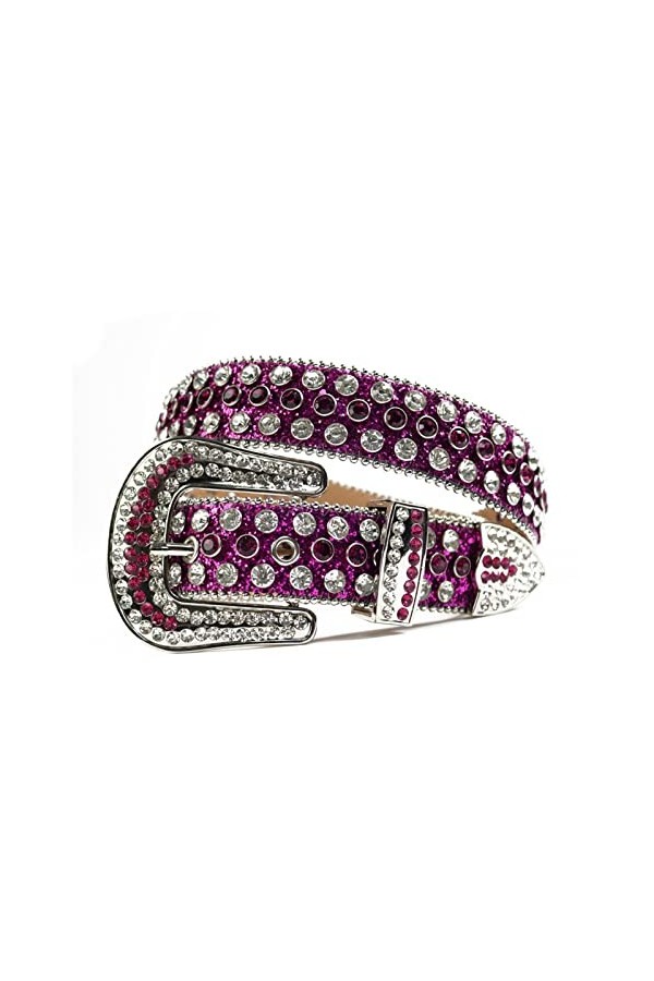 KUOKUO Qqiao Ceinture pour femme avec strass dorés brillants pour cowboy western clouté diamant ceintures hommes longueur de