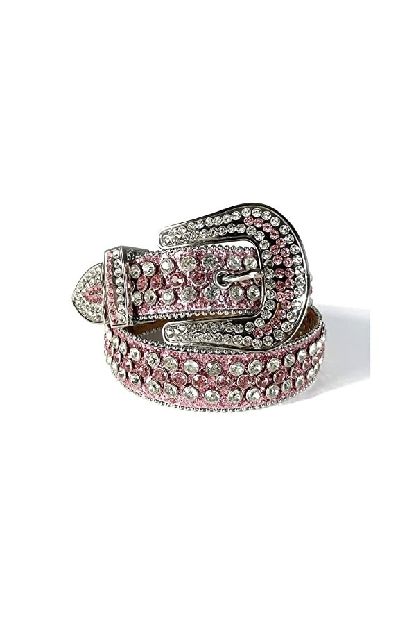 KUOKUO Qqiao Ceinture pour femme avec strass dorés brillants cowboy western clouté diamant ceintures hommes longueur de la c