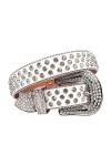 KUOKUO Qqiao Ceinture pour femme avec strass dorés brillants cowboy western clouté diamant ceintures hommes longueur de la c