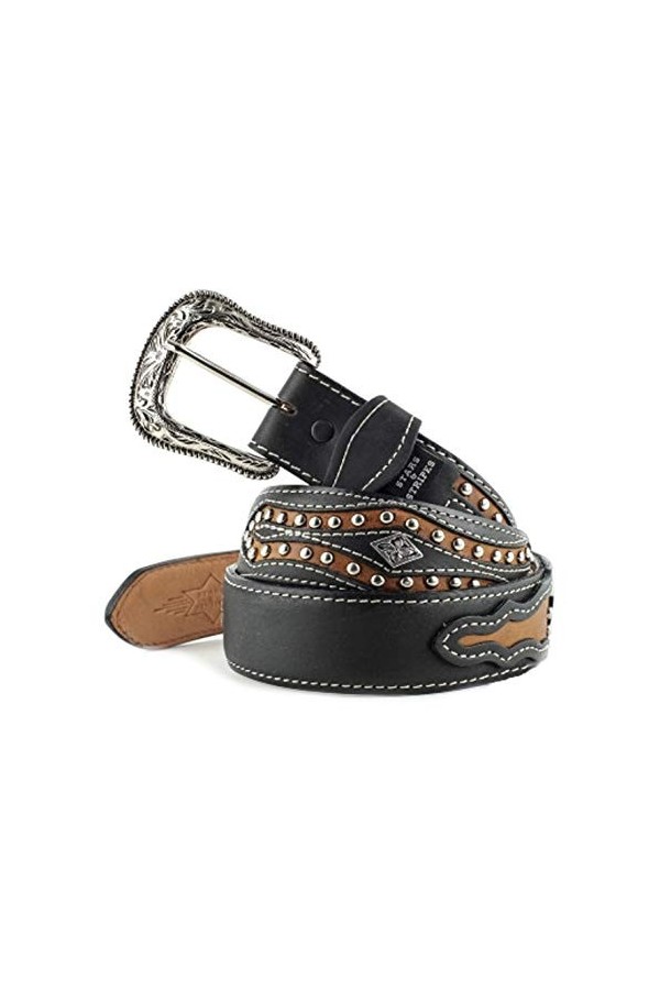 STARS & STRIPES WG-208 Ceinture en cuir pour western Noir, Noir , 42 Inches 105 cm 