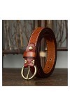 EKLART Ceinture en cuir véritable for femmes de 2,4 cm de largeur Size : 44in/110cm, Color : Coffee 