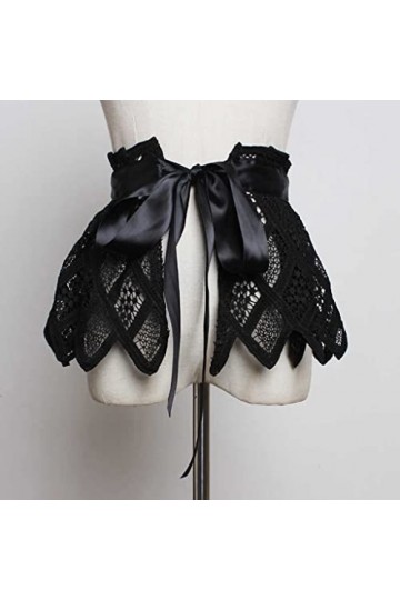 QARNBERG Ceinture Large tempérament Ample avec nœud en Dentelle Printemps et été Couleur : Noir, Taille : Taille Unique Ta