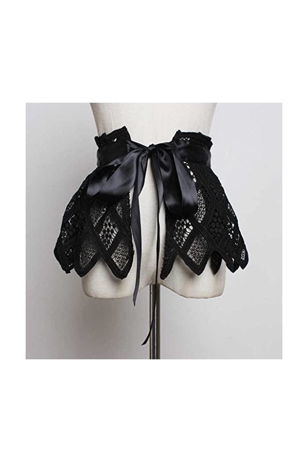 QARNBERG Ceinture Large tempérament Ample avec nœud en Dentelle Printemps et été Couleur : Noir, Taille : Taille Unique Ta