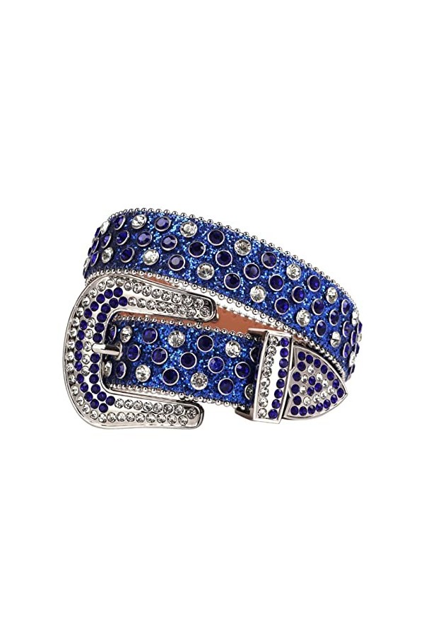 Qqiao Store Bande de Luxe de Haute qualité Hommes Femmes Strass Ceinture Western Cowgirl Cowboy Bling Bling Crystal Boucle Bo