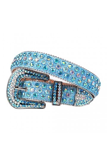 KUOKUO Qqiao Nouvelle ceinture de luxe à strass pour femmes hommes ceintures cloutées diamant occidental Cinto De Strass Cowg