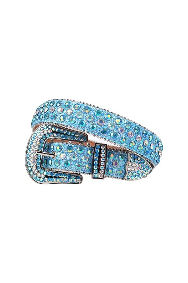 XIAODUO Ylingling Ceinture de luxe avec strass pour femme et homme Longueur de la ceinture : 117 cm Couleur : vert fluo