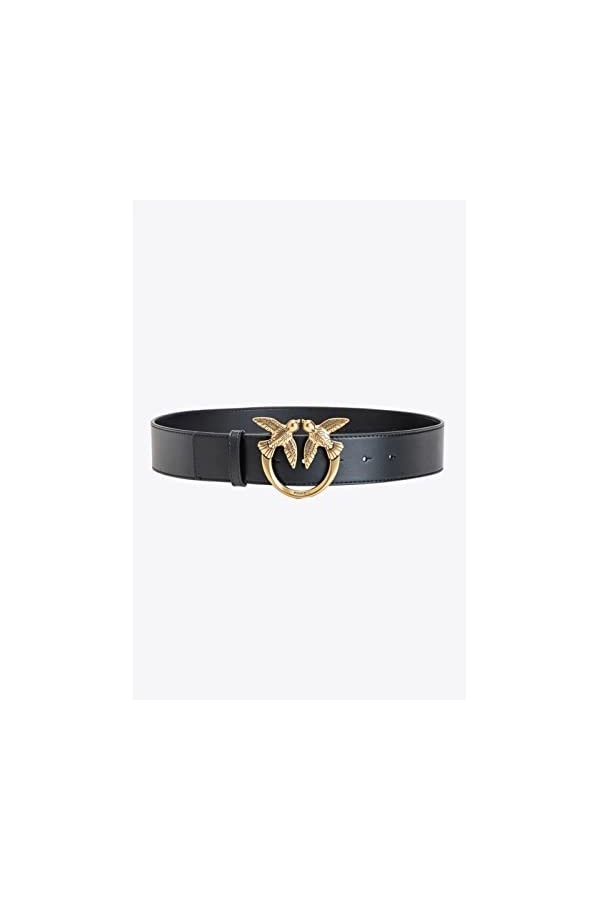 Pinko Love Berry Simply H4 Belt Vis Ceinture, Z99q_Noir-Antique Gold, L Femme