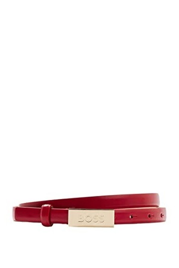 BOSS Femmes Amber Belt 1,5cm Ceinture en cuir italien avec plaquette logo