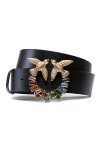 Pinko Love Berry Jewel Belt H4 Pelle Ceinture, Z99q_Noir-Antique Gold, XS Femme