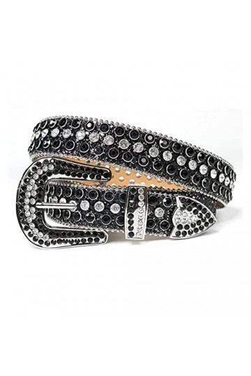 KUOKUO Qqiao Ceinture pour femme avec strass dorés brillants pour cowboy western clouté diamant ceintures pour hommes longue