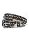 KUOKUO Qqiao Ceinture pour femme avec strass dorés brillants pour cowboy western clouté diamant ceintures pour hommes longue