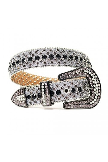 KUOKUO Qqiao Ceinture pour femme avec strass dorés brillants pour cowboy western clouté diamant ceintures hommes longueur de