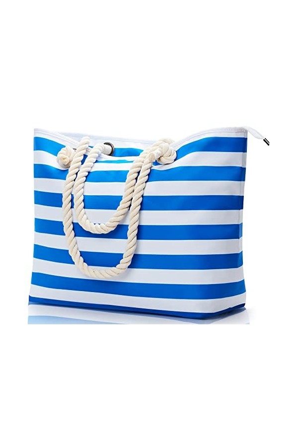 KALIDI Sac de plage extra large pour femme avec fermeture éclair étanche Sacs fourre-tout de plage avec poches Grand sac de s