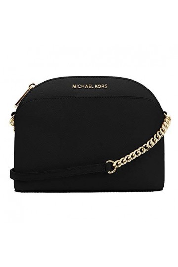 Michael Kors Emmy Sac bandoulière en cuir Saffiano, moyen, noir Noir Saffiano , Medium