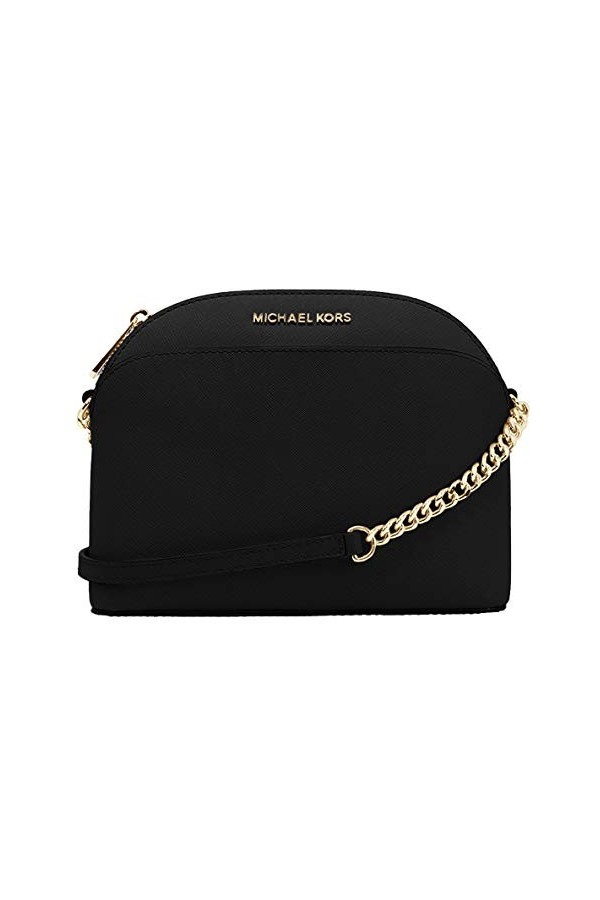 Michael Kors Emmy Sac bandoulière en cuir Saffiano, moyen, noir Noir Saffiano , Medium