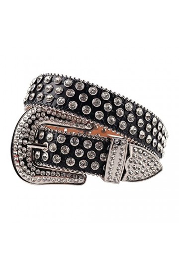 Qqiao Store Bande de Luxe de Haute qualité Hommes Femmes Strass Ceinture Western Cowgirl Cowboy Bling Bling Crystal Boucle Bo