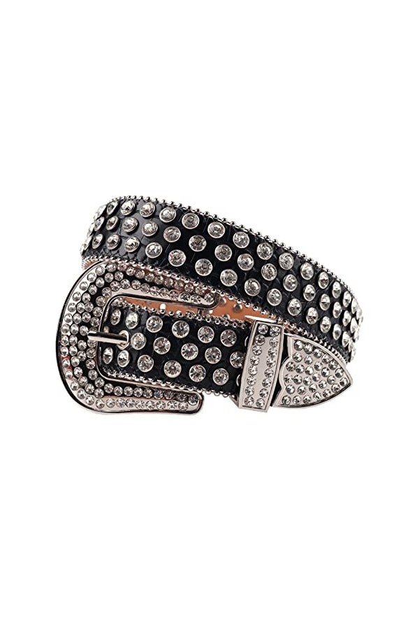 Qqiao Store Bande de Luxe de Haute qualité Hommes Femmes Strass Ceinture Western Cowgirl Cowboy Bling Bling Crystal Boucle Bo