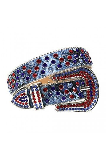 Qqiao Store Bande de Luxe de Haute qualité Hommes Femmes Strass Ceinture Western Cowgirl Cowboy Bling Bling Crystal Boucle Bo